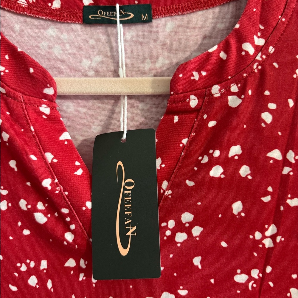 Red Floral Ruffle Sleeve Blouse - Picture 2 of 4